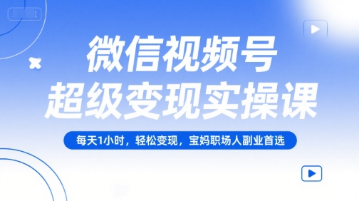 微信视频号超级变现实操课，每天1小时，轻松变现，宝妈职场人副业首选-入圈