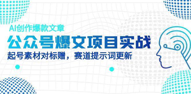 公众号爆文项目实战，AI创作爆款文章，起号素材对标赠（附赛道AI提示词）-入圈