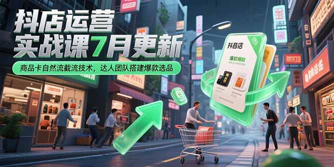 （15329期）抖店运营实战课7月更新，商品卡自然流截流技术，达人团队搭建爆款选品-入圈