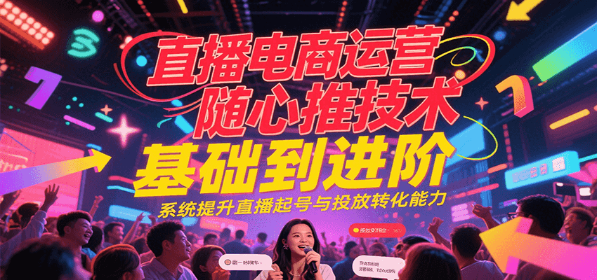 直播电商运营随心推投放技术基础到进阶，系统提升直播起号与投放转化能力-入圈