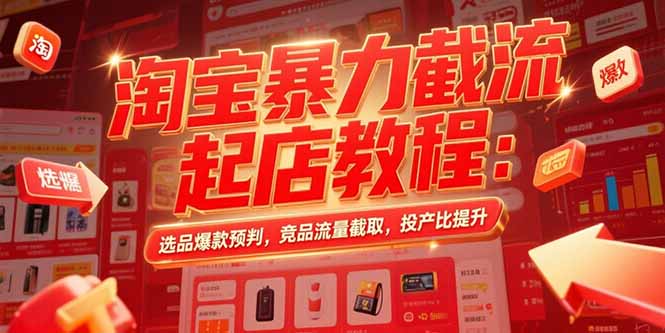 （15468期）淘宝暴力截流起店教程：选品爆款预判，竞品流量截取，投产比提升-入圈