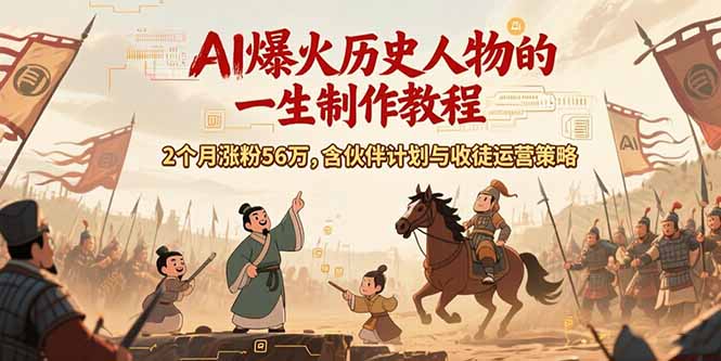 （15336期）AI历史人物赛道课程，2个月涨粉56万，含伙伴计划与收徒运营策略-入圈
