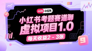 小红书考题赛道虚拟项目1.0，项目操作简单，每天收益2-3张-入圈