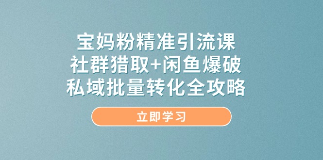 （14820期）宝妈粉精准引流课，社群猎取+闲鱼爆破，私域批量转化全攻略-入圈