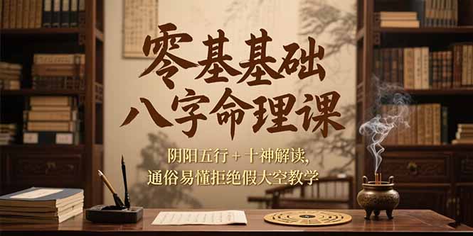 （15283期）零基础八字命理课，阴阳五行+十神解读，通俗易懂拒绝假大空教学-入圈