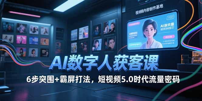 （15247期）AI数字人获客课，6步突围+霸屏打法，短视频5.0时代流量密码-入圈