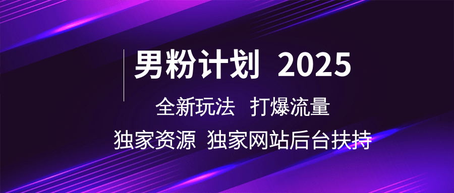 男粉计划2025  全新玩法打爆流量 独立网站 独立资源后台扶持-入圈