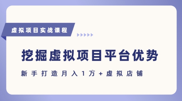 抓住虚拟项目各平台优势，新手轻松月入1W+(给出具体建议)-入圈