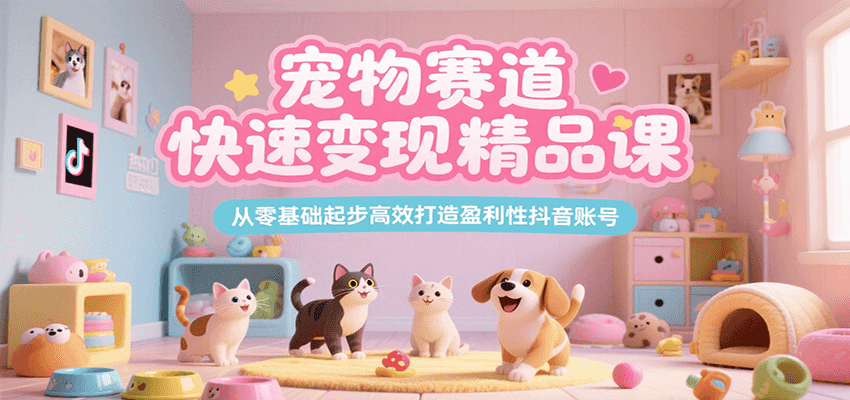 宠物赛道快速变现精品课，从零基础起步高效打造盈利性抖音账号-入圈