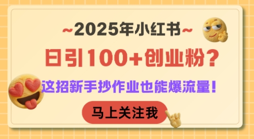 2025年小红书日引100+创业粉？这招新手抄作业也能爆流量！-入圈