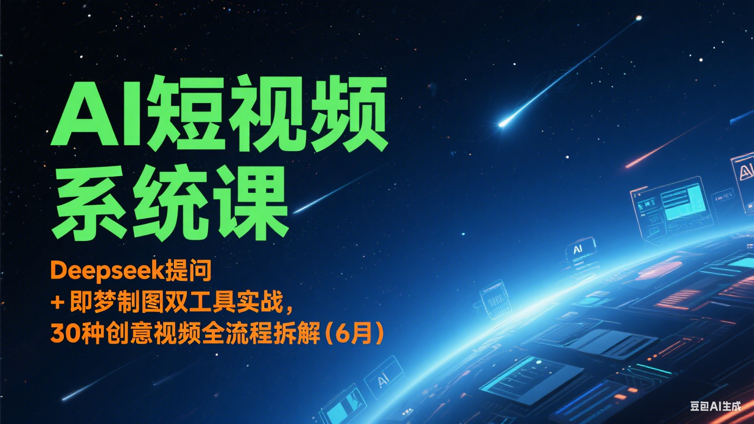 AI短视频系统课：Deepseek提问 + 即梦制图双工具实战，30种创意视频全流程拆解(6月)-入圈