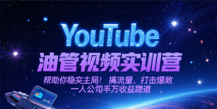 YouTube油管视频实训营，帮助你稳入局、搞流量、打爆款，一人公司千万收益赛道-入圈