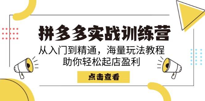 拼多多实战训练营，从入门到精通，海量玩法教程，助你轻松起店盈利-入圈