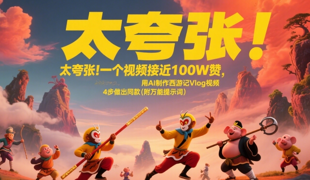 太夸张！一个视频接近100W赞，用AI制作西游记Vlog视频，全流程拆解来了(附万能提示词)-入圈