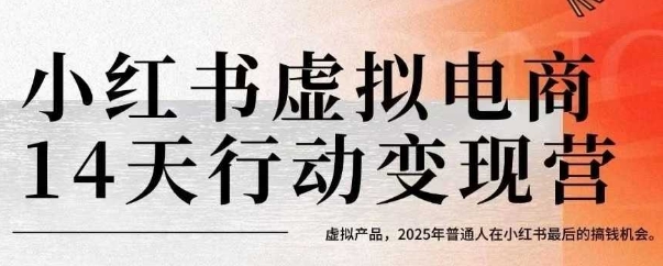 小红书虚拟电商14天变现训练营，虚拟产品，2025年普通人在小红书最后的搞钱机会-入圈