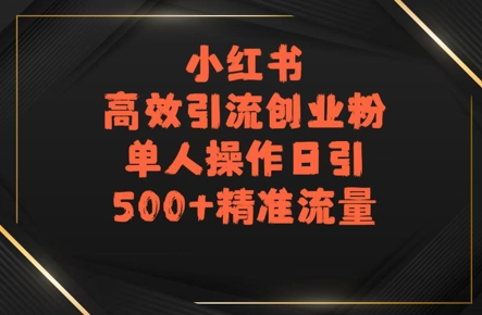 小红书高效引流创业粉，单人操作日引500+精准流量-入圈