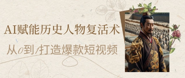 AI赋能历史人物复活术：从0到1打造爆款短视频，7天涨粉10W，小白也能月入过1W-入圈