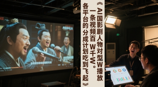 AI三国影视剧人物对口型唱歌玩法，一条视频百W千W播放，各平台的分成计划吃到飞起-入圈