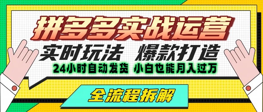 拼多多最新实战运营高投产：长久稳定项目，单店利润一天三位数-入圈