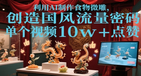 利用AI制作食物微雕，创造国风流量密码，单个视频10w+点赞-入圈