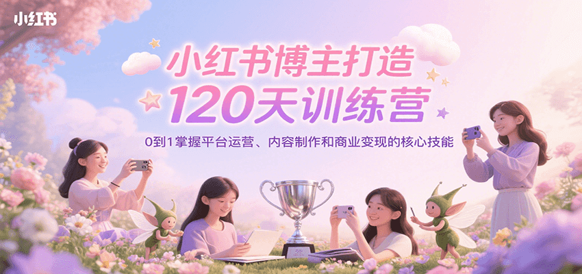 小红书博主打造120天训练营，0到1掌握平台运营、内容制作和商业变现-入圈