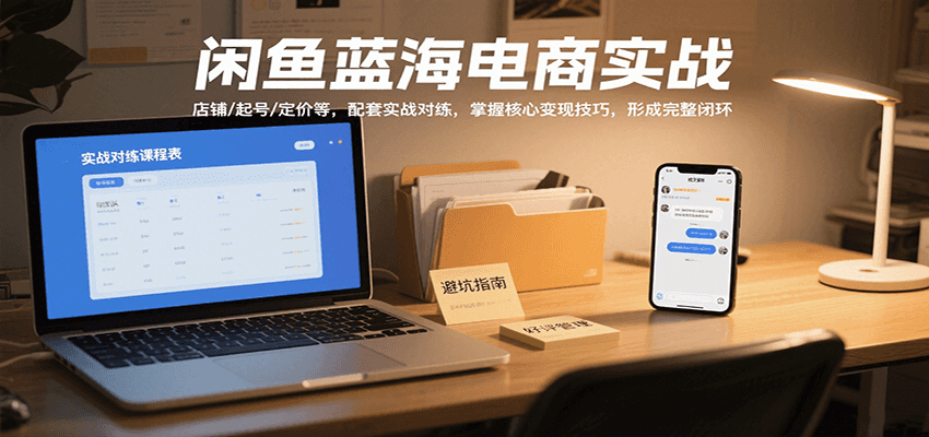 闲鱼蓝海电商实战，涵盖店铺、起号、定价等，配套实战对练，掌握核心变现技巧-入圈