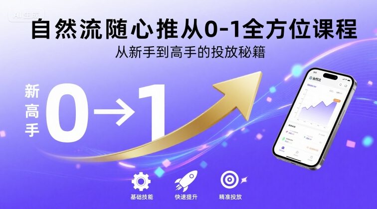 自然流随心推从0-1全方位课程，从新手到高手的投放秘籍-入圈