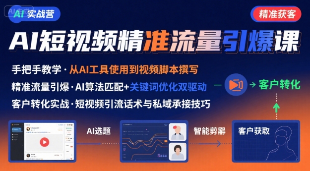 AI+短视频引爆精准客户实战营，手把手教你引爆Ai短视频精准流量-入圈