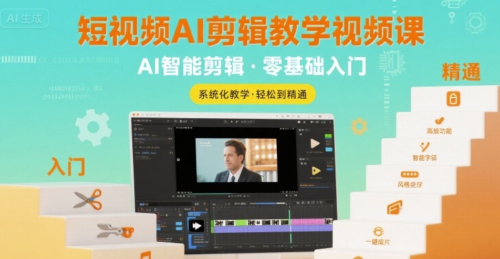 短视频AI剪辑教学视频课，入门到精通-入圈