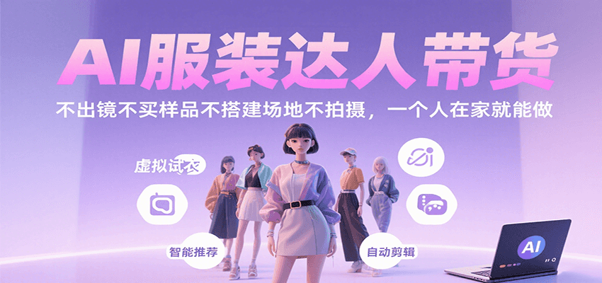 AI服装达人带货，不出镜不买样品不搭建场地不拍摄，一个人在家就能做-入圈