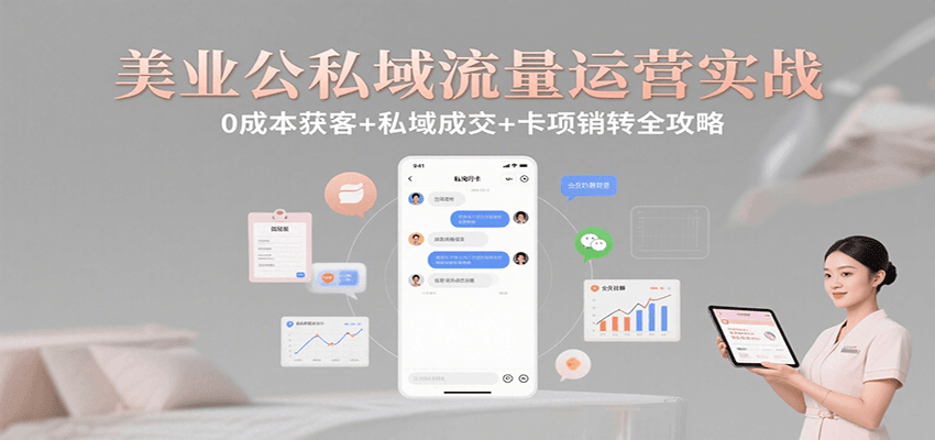 美业公私域流量运营实战：0成本获客+私域成交+卡项销转全攻略-入圈
