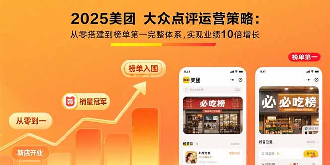 （15602期）2025美团 大众点评运营策略:从零搭建到榜单第一完整体系,实现业绩10倍增长-入圈