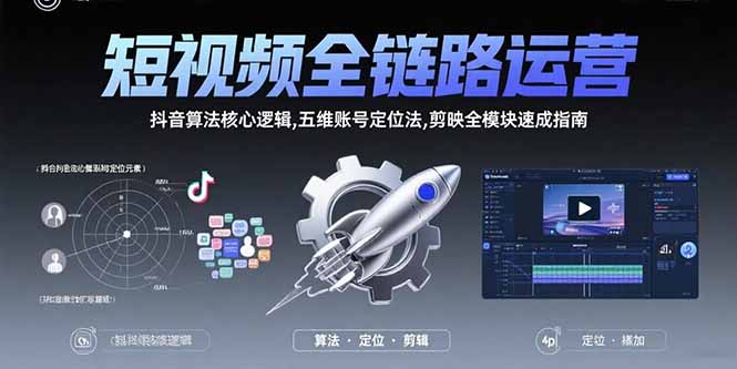 （15580期）短视频全链路运营：抖音算法核心逻辑,五维账号定位法,剪映全模块速成指南-入圈
