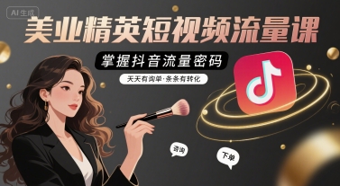 美业精英短视频流量课，掌握抖音流量密码，天天有询单，条条有转化-入圈
