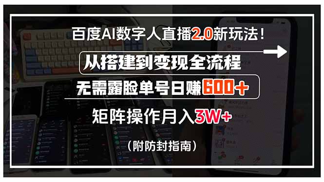 （15555期）百度AI数字人直播2.0新玩法！从搭建到变现全流程，无需露脸单号日赚600…-入圈