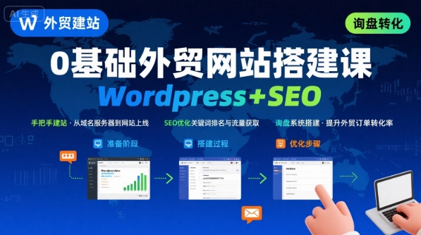 WordPress外贸建站+SEO优化课程，手把手教你从0到1搭建可获得询盘的外贸网站-入圈