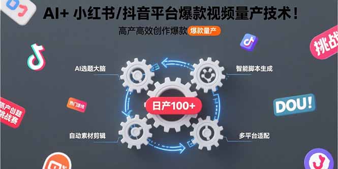 （15624期）AI+小红书/抖音平台爆款视频量产技术：高产高效创作爆款视频！-入圈