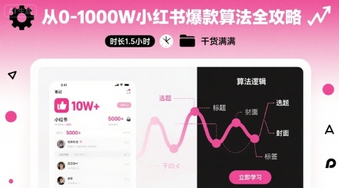 从0-1000W小红书爆款算法全攻略，时长1.5小时，干货满满-入圈