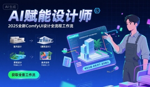 AI赋能设计师， 2025全新comfyui设计全流程工作流 ，室内-建筑-景观-美术，零基础直接上手-入圈