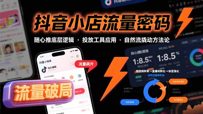 （15680期）抖音小店流量密码，随心推底层逻辑，投放工具应用，自然流撬动核心方法论-入圈