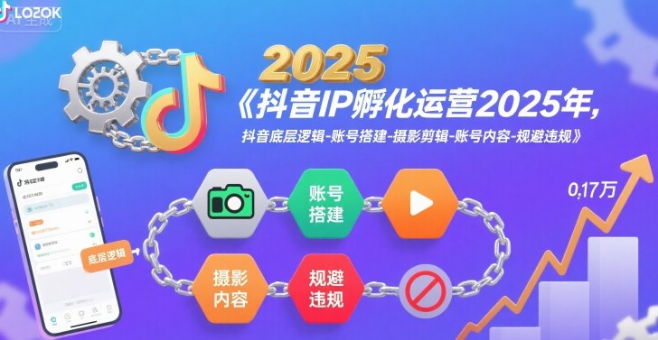 抖音IP孵化运营2025年，抖音底层逻辑-账号搭建-摄影剪辑-账号内容-规避违规-入圈