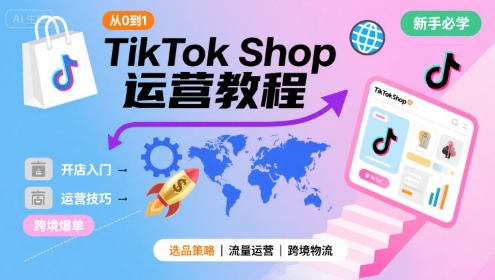 TikTok Shop从0到1运营教程，TikTok跨境电商新手必学课程-入圈