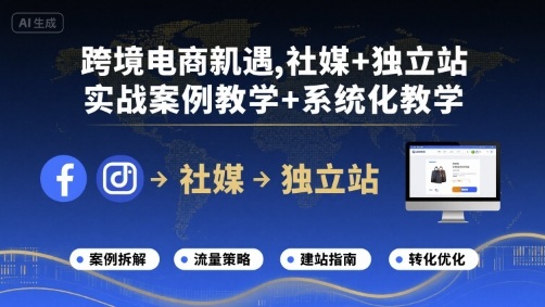 跨境电商新机遇，社媒+独立站，实战案例教学+系统化教学-入圈