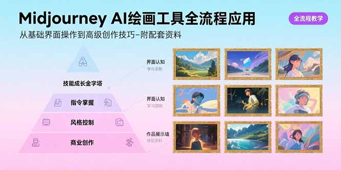 （15628期）Midjourney AI绘画工具全流程应用，从基础界面操作到高级创作-附配套资料-入圈