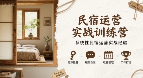 民宿运营实战训练营，系统性民宿运营实战经验-入圈
