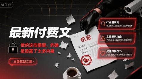 最新付费文：我的这些提醒，的确是透露了太多内幕-入圈