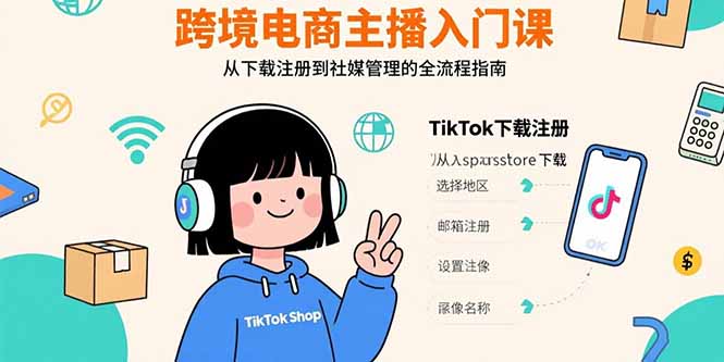 （15708期）跨境电商主播入门课，TikTok下载注册，支付工具配置，社媒账号管理全流程-入圈