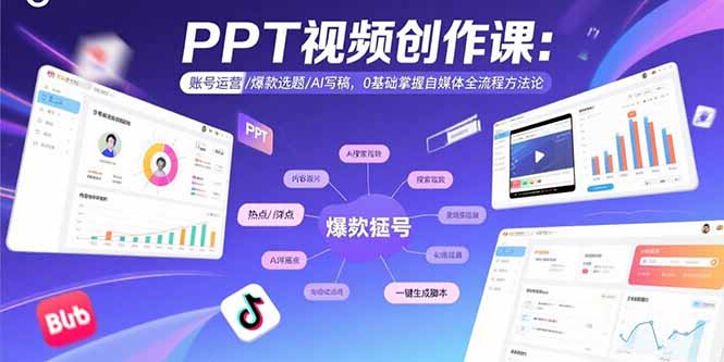 （15747期）PPT视频创作课：账号运营/爆款选题/AI写稿，0基础掌握自媒体全流程方法论-入圈