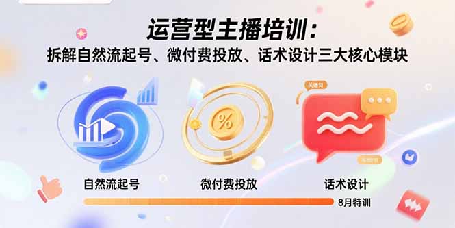 （15654期）运营型主播培训：拆解自然流起号、微付费投放、话术设计三大核心模块-8月-入圈