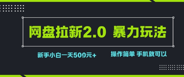 网盘拉新2.0暴力玩法，新手小白一天轻松5张，操作简单-入圈